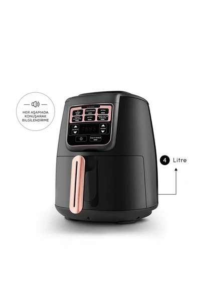 Karaca Air Pro Cook XL 2in1 Airfryer 4 lt Konuşan Yağsız Rose Gold Fritöz - Resim 6