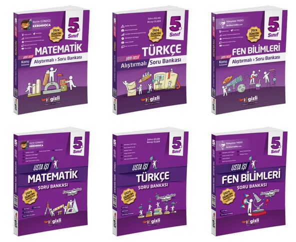 Gizli 2025 5. Sınıf Matematik + Türkçe + Fen Alıştırmalı + Usta İşi Soru Bankası Seti 6 Kitap Güncel Müfredat ürün görseli 1