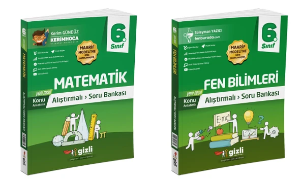 Gizli 2026 6. Sınıf Matematik + Fen Bilimleri Alıştırmalı Soru Bankası Seti 2 Kitap Güncel Müfredat ürün görseli