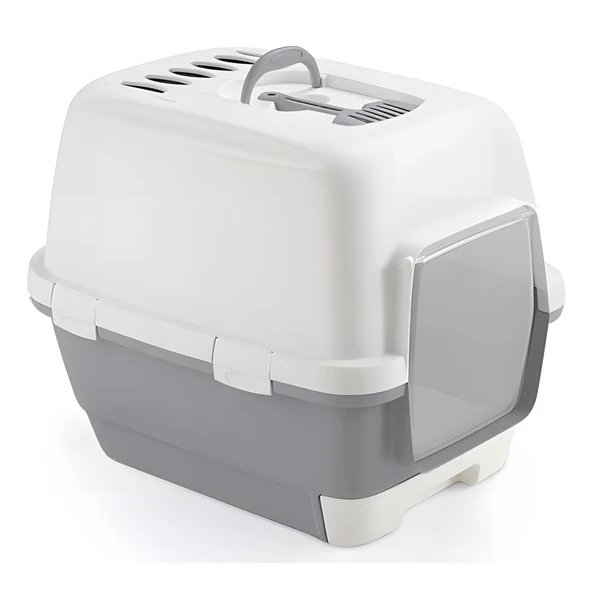 Stefanplast Cathy Clever Smart Çekmeceli Kapalı Kedi Tuvaleti Gri 58x45x48cm ürün görseli