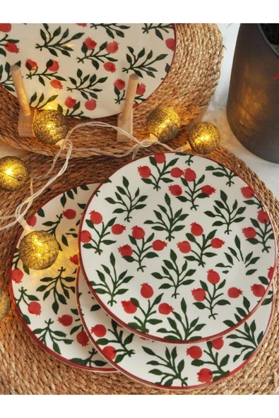 Yeniyıl 2025 Nar Çiçeği 6 lı Pasta Set-19 cm.