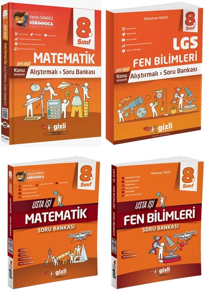 Gizli 2025 8. Sınıf Lgs Matematik + Fen Alıştırmalı + Usta İşi Soru Bankası Seti 4 Kitap Güncel Müfredat ürün görseli 1