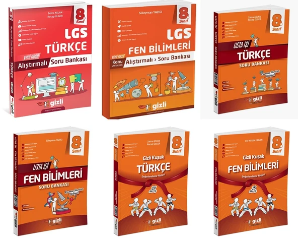 Gizli 2025 8. Sınıf Lgs Türkçe + Fen Bilimleri Alıştırmalı + Usta İşi Soru + Gizli Kuşak Seti 6 Kitap Güncel Müfredat ürün görseli