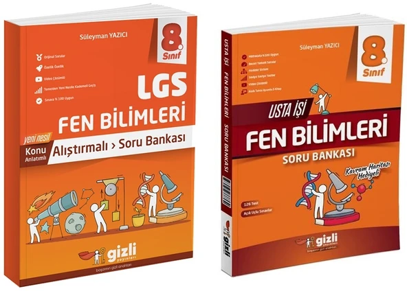 Gizli 2025 8. Sınıf Lgs Fen Bilimleri Alıştırmalı + Usta İşi Soru Bankası Seti 2 Kitap Güncel Müfredat ürün görseli