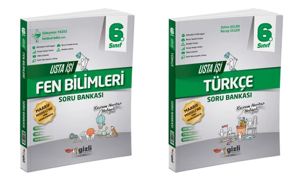 Gizli 2026 6. Sınıf Fen Bilimleri + Türkçe Usta İşi Soru + Kavram Haritası Seti 2 Kitap Güncel Müfredat ürün görseli