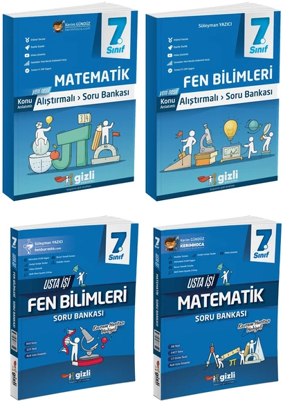 Gizli 2025 7. Sınıf Matematik + Fen Alıştırmalı + Usta İşi Soru Bankası Seti 4 Kitap Güncel Müfredat ürün görseli