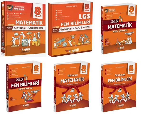 Gizli 2025 8. Sınıf Lgs Matematik + Fen Alıştırmalı + Usta İşi Soru + Gizli Kuşak Seti 6 Kitap Güncel Müfredat ürün görseli