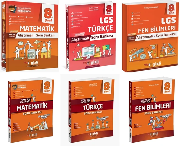 Gizli 2025 8. Sınıf Lgs Matematik + Türkçe + Fen Alıştırmalı + Usta İşi Soru Bankası Seti 6 Kitap Güncel Müfredat ürün görseli
