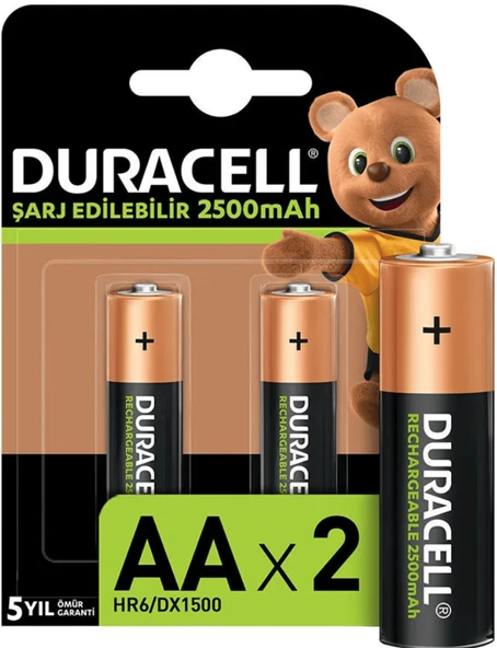 DURACELL KALEM PİL 2500 mah.ŞARJLI (2Lİ BLS)