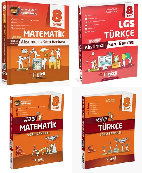 Gizli 2025 8. Sınıf Lgs Matematik + Türkçe Alıştırmalı + Usta İşi Soru Bankası Seti 4 Kitap Güncel Müfredat ürün görseli 1