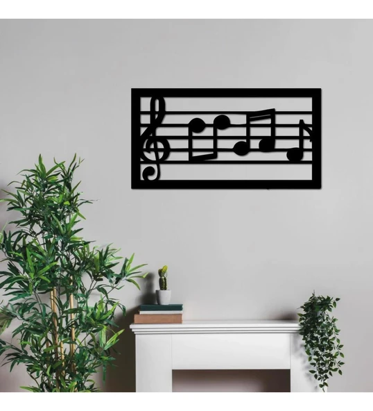 Duvar Süsü Ahşap Tablo Müzik Notaları 50x25 ürün görseli 1