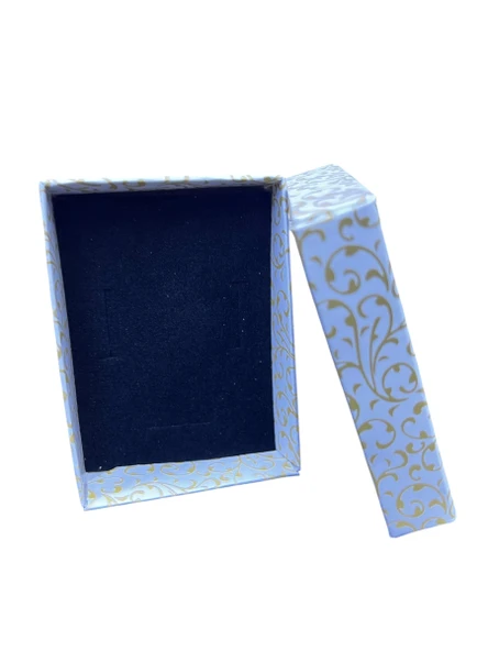 Karton Süngerli Beyaz Gold Çizgili Renk 8/6 cm 48 Adet Üçlü Set Takı Kutusu ürün görseli