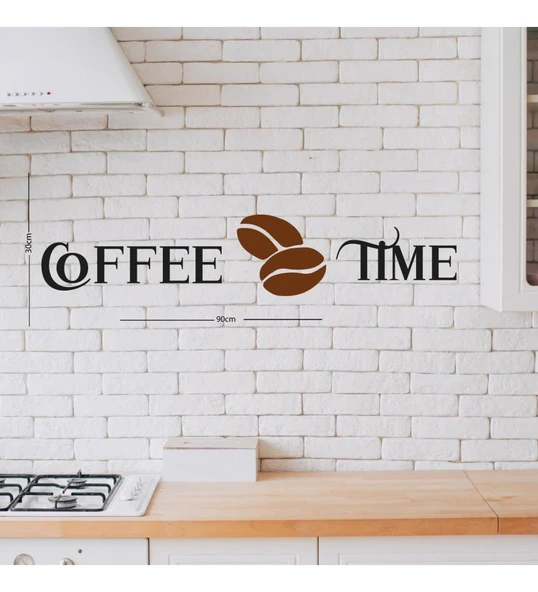 Ahşap Dekoratif Yazılı Insert Coffee Time Mutfak Tablo Süsü - 2