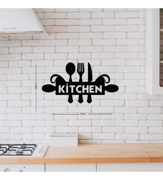 Ahşap Dekoratif Siyah Kitchen Yazılı Mutfak Tablo Süsü; - Resim 2