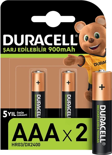 DURACELL İNCE PİL 900 mah.ŞARJLI (2Lİ BLS)