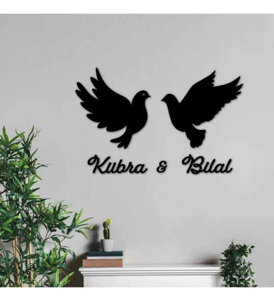 Kişiye Özel İsimli Dekoratif Kuş Duvar Süsü ürün görseli 1