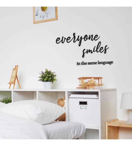 Duvar Süsü Kare Ahşap Everyone Smiless İn The Same Language ürün görseli 1