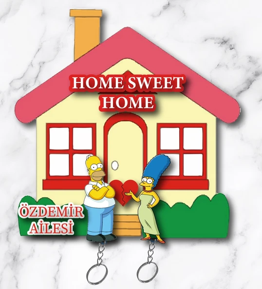 Meşgalem Tasarım Kişiye Özel Simpsonlar Ve İsimli Anahtarlık ürün görseli 1