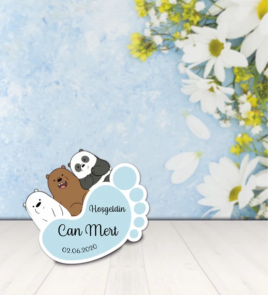 Kişiye Özel Hoşgeldin Bebek Ahşap Magnet Doğum Günü ürün görseli 1