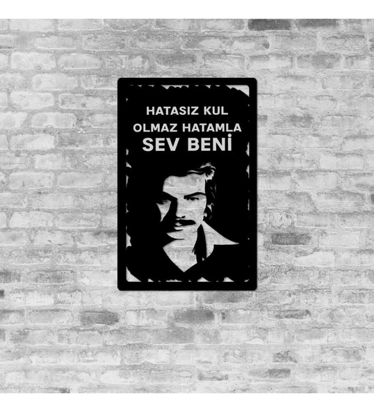 Ahşap Tablo Duvar Dekoru Orhan Gencebay Temalı Siyah Renk 35x50cm - 1