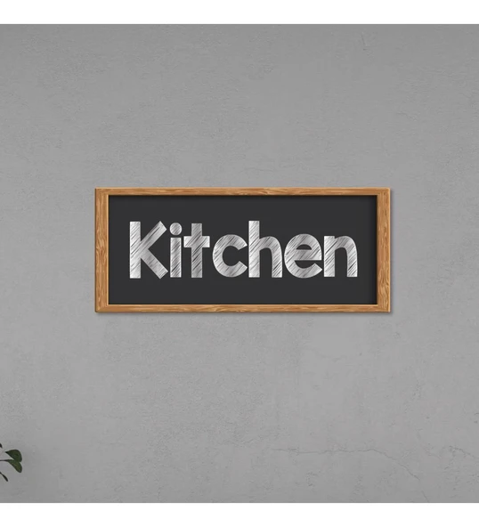 Kitchen Yazılı Çerçeve Görünümlü Ahşap Dekoratif Tablo Duvar Süsü - Resim 2
