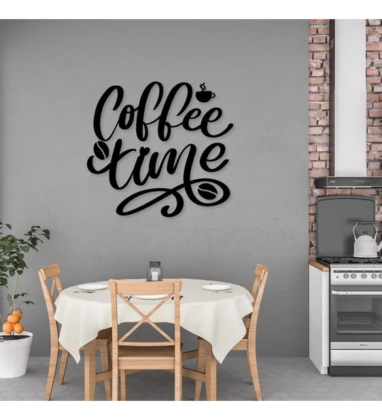 Coffee Time Siyah Ahşap Dekoratif Tablo Duvar Süsü ürün görseli 1