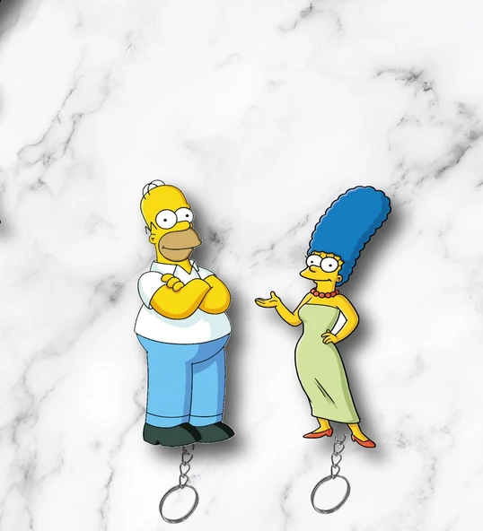Meşgalem Tasarım Kişiye Özel Simpsonlar Ve İsimli Anahtarlık - Resim 2