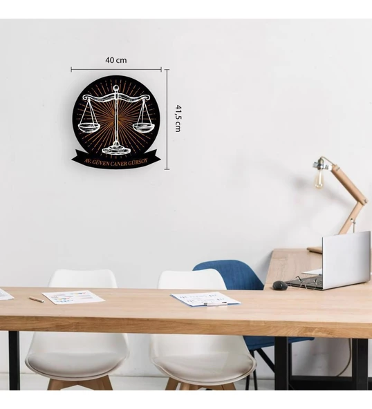İsme Özel Avukat Adalet Terazisi Temalı Ahşap Duvar Tablosu - Resim 2