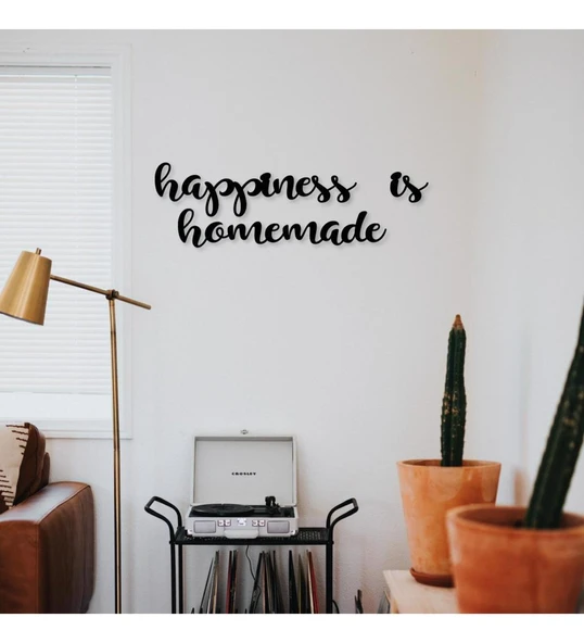 Mutfak Duvar Süsü Kare Ahşap Tablo Happiness İs Homemade - 2