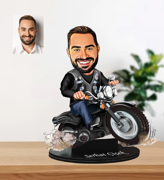 Kişiye Özel Harley Motorlu Tasarım Karikatür Biblo ürün görseli 1
