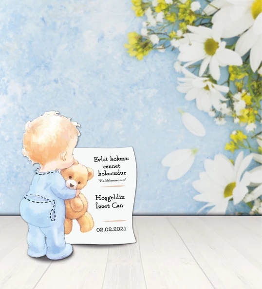 Kişiye Özel Hoşgeldin Bebek Ahşap Magnet Doğum Günü - 1