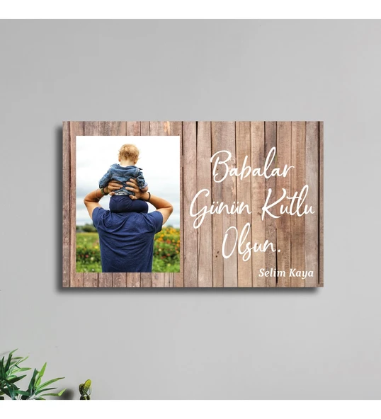 Babalar Gününe Özel Resimli Duvar Dekoru Tablo Beyaz 40x25cm - 1