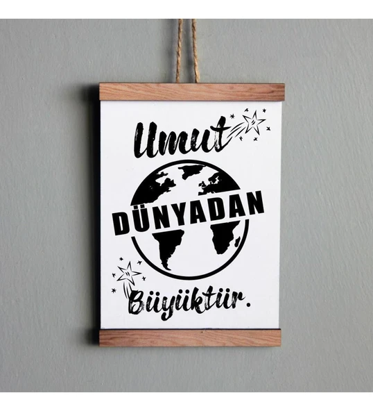 Ahşap Tablo Duvar Süsü Umut Dünyadan Büyüktür ürün görseli 1