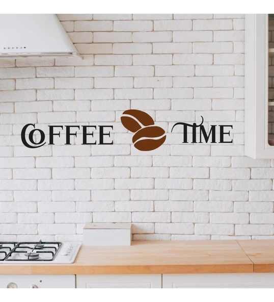Ahşap Dekoratif Yazılı Insert Coffee Time Mutfak Tablo Süsü - 1