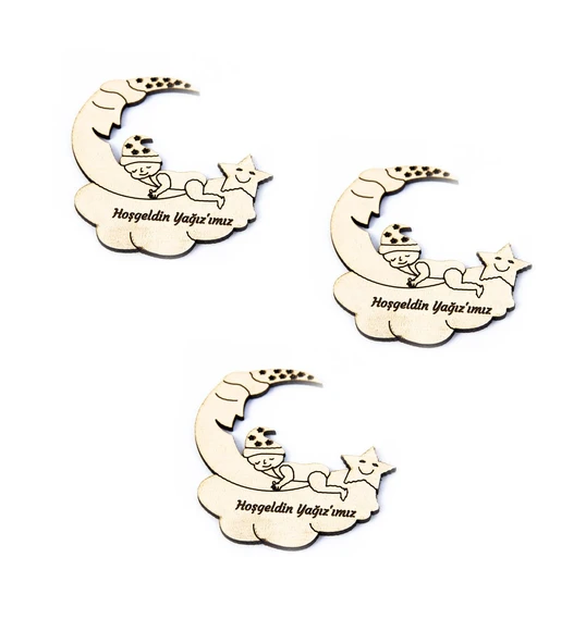 25 Adet İsme Özel Ahşap Magnet Uyuyan Aydede Hoşgeldin Bebek ürün görseli 1
