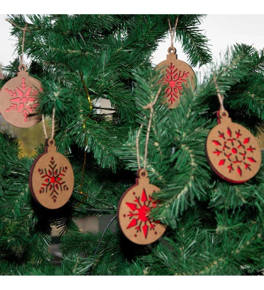 Yılbaşı Ağaç Süsleri Kar Tanesi Detaylı 5'li Set - Resim 2