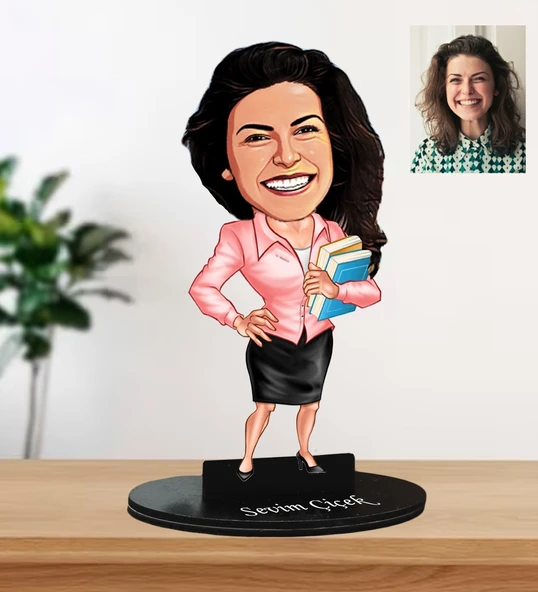 Kişiye Özel Öğretmen Tasarım Karikatür Biblo ürün görseli 1