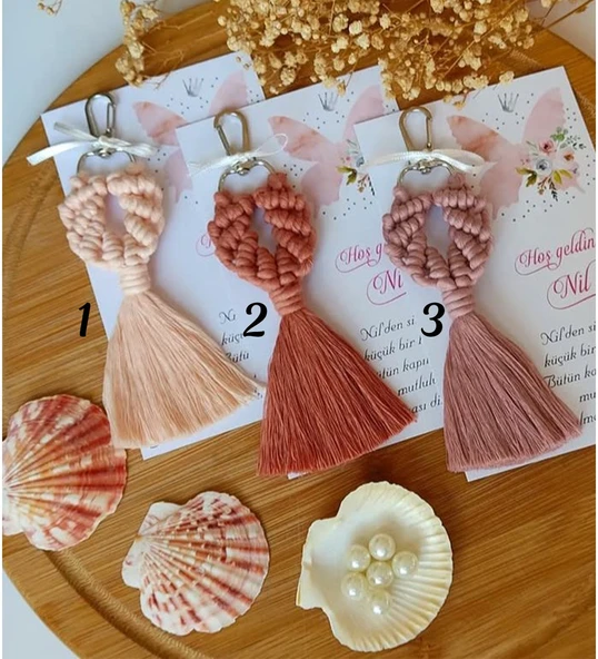 Kişiye Özel El Yapımı Makrome Anahtarlık  (10Adet) - Resim 2