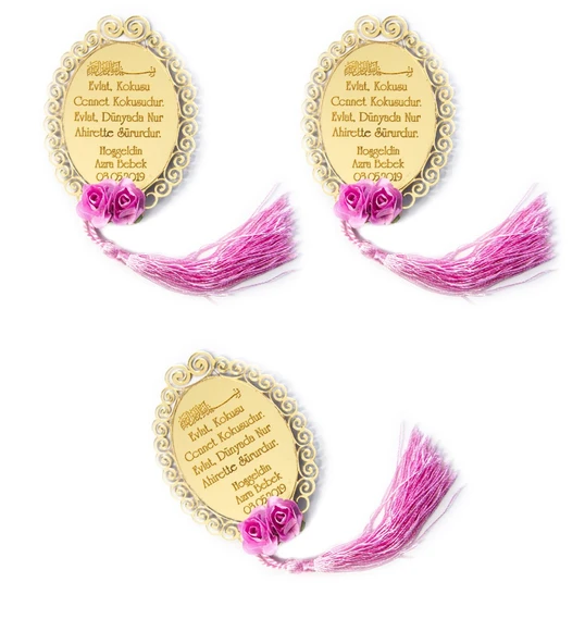 İsme Özel Kız Bebek Magnet Gold Pleksi Dualı - 25 Adet