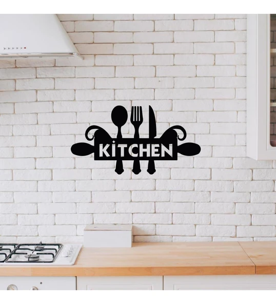 Ahşap Dekoratif Siyah Kitchen Yazılı Mutfak Tablo Süsü; ürün görseli 1