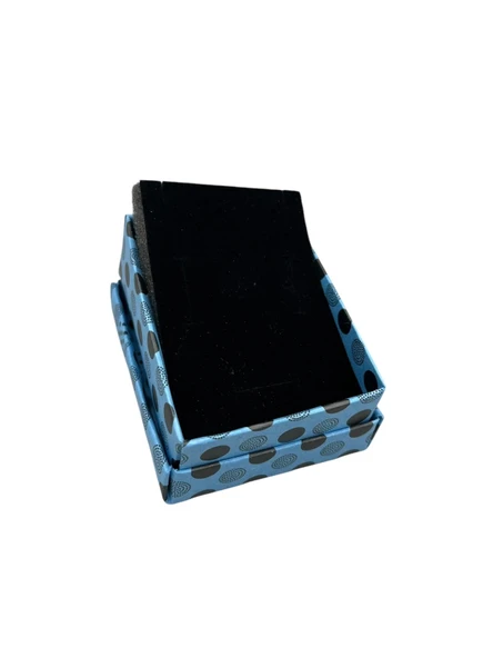 Karton Süngerli Mavi Renk 8/6 cm 48 Adet Üçlü Set Takı Kutusu - 3