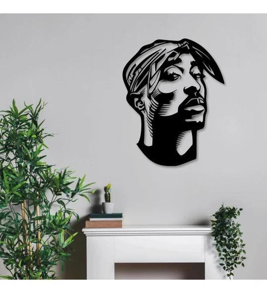 Duvar Süsü Ahşap Tablo Tupac Shakur 40x35 ürün görseli 1