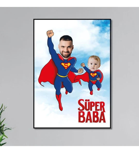 Babalar Gününe Özel Resimli Baba ve Çocuk Tablo - 2
