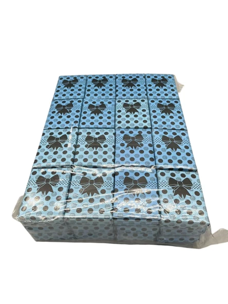 Karton Süngerli Mavi Renk 8/6 cm 48 Adet Üçlü Set Takı Kutusu - 2