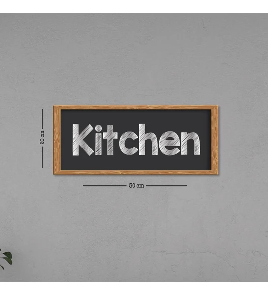 Kitchen Yazılı Çerçeve Görünümlü Ahşap Dekoratif Tablo Duvar Süsü - Resim 3