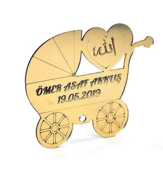 50 Adet Kendin Süsle Bebek Arabası Gold Pleksi Magnet ürün görseli 1