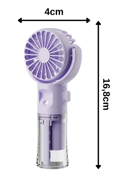 Taşınabililir Su Hazneli Mini Usb Şarjlı 3 Kademeli Askılı El Vantilatör Fan Soğutucu F4 - 6