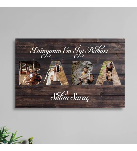 Babalar Gününe Özel Resimli Duvar Dekoru Ahşap Tablo 40x25cm - Resim 2