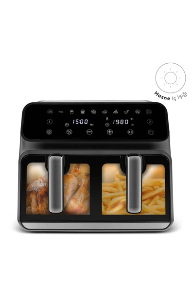 Karaca Multifry XXXL 9 Litre Dijital Çift Hazne Kullanılabilen Cam Pencereli Airfryer ürün görseli