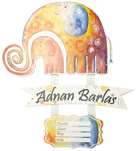 İsme Özel Ahşap Kapı Süsü Fil Figürü ürün görseli 1